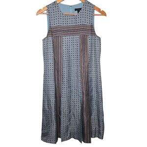 J Crew Womens Pure Silk Geometric Print Sleeveless Pleated Sheath Dress Size 2